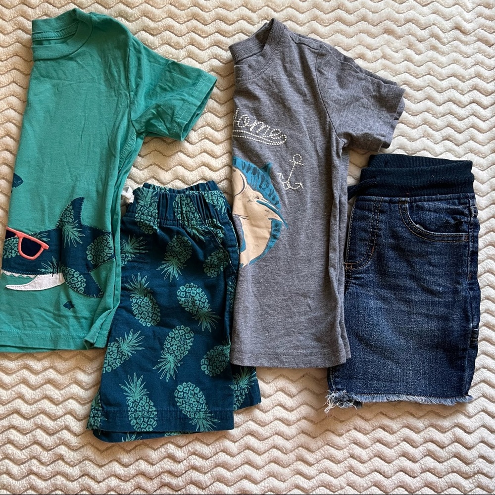 Toddler Boy Shark Tees/Shorts Bundle 3T